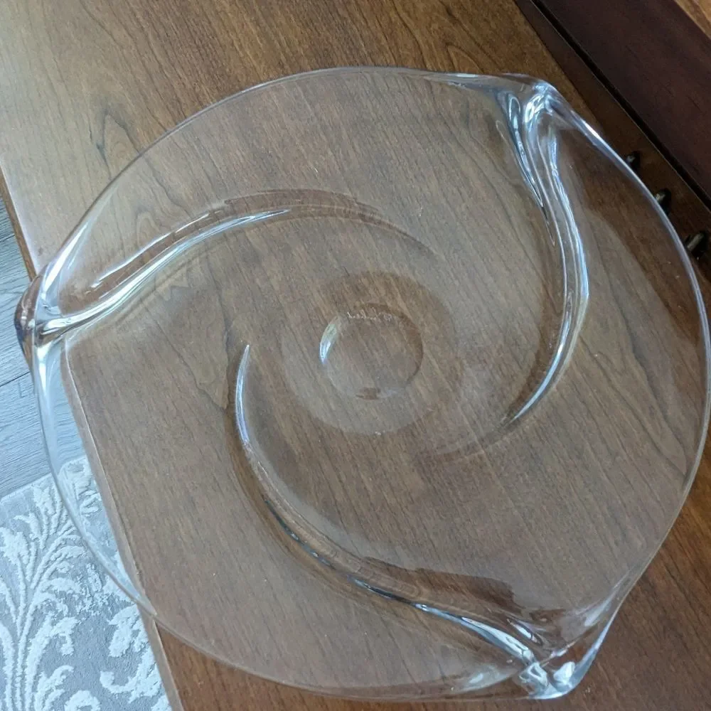 Vtg MCM 1960s Val St. Lambert Platter Romy Signed Heavy Crystal 13